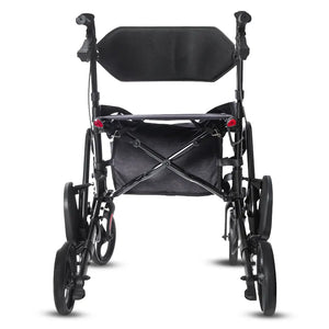 Vista trasera del andador regulable en altura con estructura de aluminio que respeta la ergonomía de la postura dortomedical