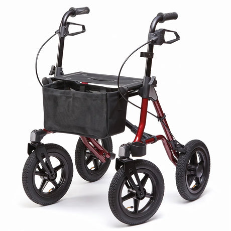 Andador rollator todoterreno con ruedas grandes que ofrecen una estabilidad total al usuario dortomedical
