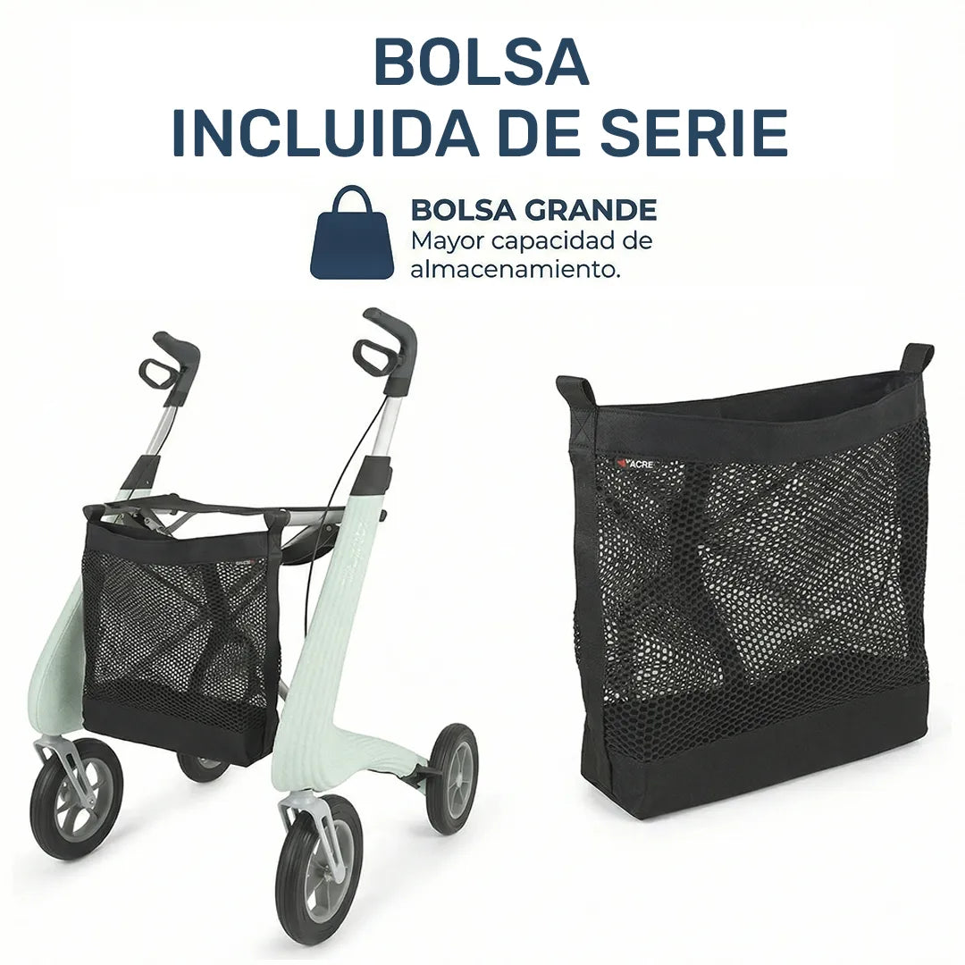 Andador sostenible con estructura de aluminio resistente a arañazos y productos químicos de Dortomedical.