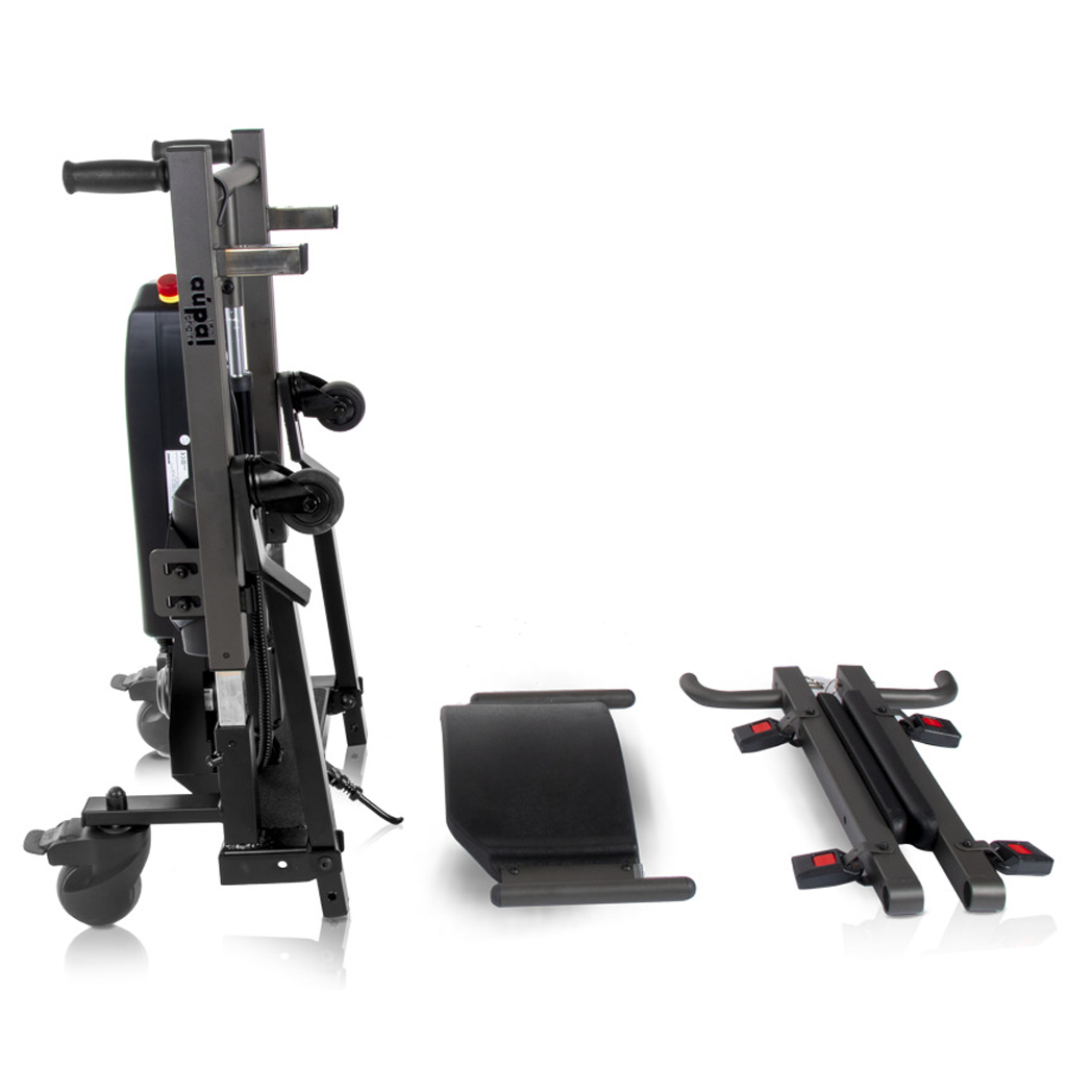 Piezas desmontables de la silla Aúpa Chair T-Flex con pata central optimizada para transferencias desde silla de ruedas dortomedical