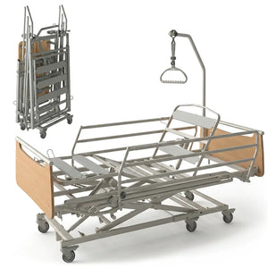 Cama articulada plegable con carro elevador y montaje rápido para cuidados a domicilio dortomedical