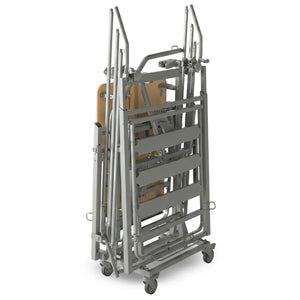 Vista plegada de la cama articulada plegable diseñada para instalarse y desmontarse sin herramientas dortomedical