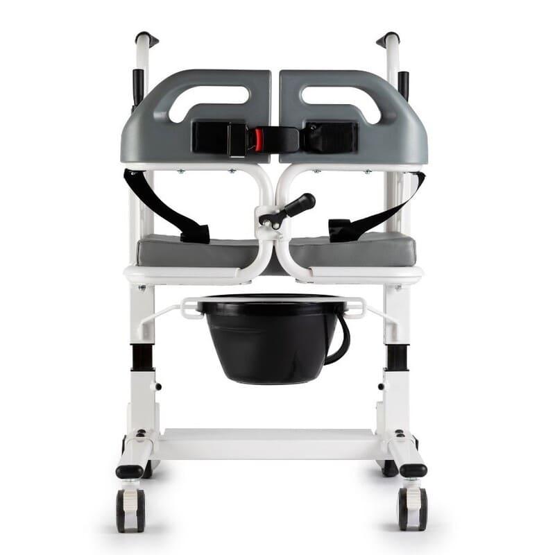 Estructura de acero inoxidable de la silla Easy Move Waterproof diseñada para resistir la humedad y el contacto directo con el agua en el baño dortomedical