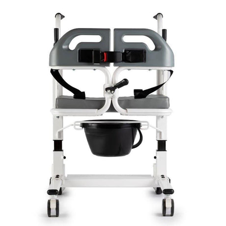 Estructura de acero inoxidable de la silla Easy Move Waterproof diseñada para resistir la humedad y el contacto directo con el agua en el baño dortomedical