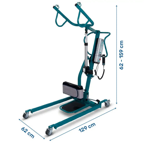 Dimensiones de la grúa de elevación y bipedestación 2 en 1 práctica y segura dortomedical