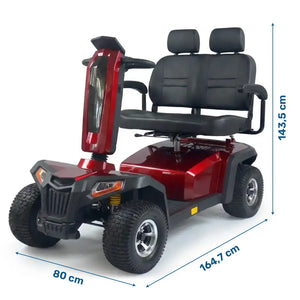 Dimensiones del scooter doble para tercera edad con cesta y soporte para el móvil para llevar tus pertenencias con comodidad dortomedical