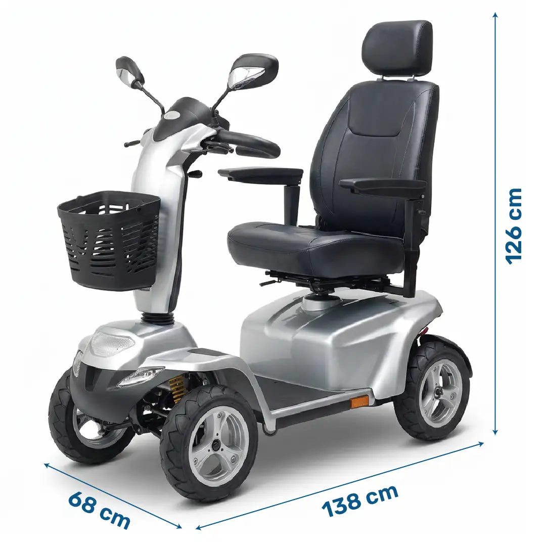 Dimensiones del scooter eléctrico con autonomía de hasta 40 km para realizar trayectos largos dortomedical