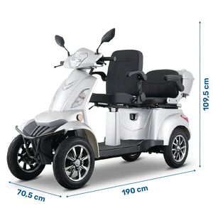 Dimensiones del scooter eléctrico Faster Neo 4 equipado con ruedas grandes neumáticas hinchables dortomedical