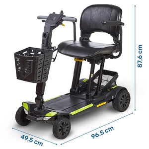 Dimensiones del scooter eléctrico con peso ligero de solo 19 kg que facilita el manejo del producto dortomedical