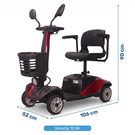 Dimensiones del scooter eléctrico Veovita de movilidad y accesibilidad disponible en dos modelos dortomedical