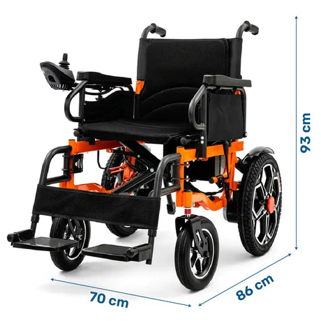 Dimensiones de la silla eléctrica plegable Sun con señal sonora que avisa de la marcha atrás dortomedical