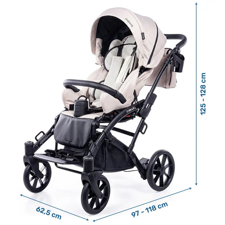 Dimensiones de la silla PCI infantil plegable con transporte adaptado para facilitar los desplazamientos dortomedical