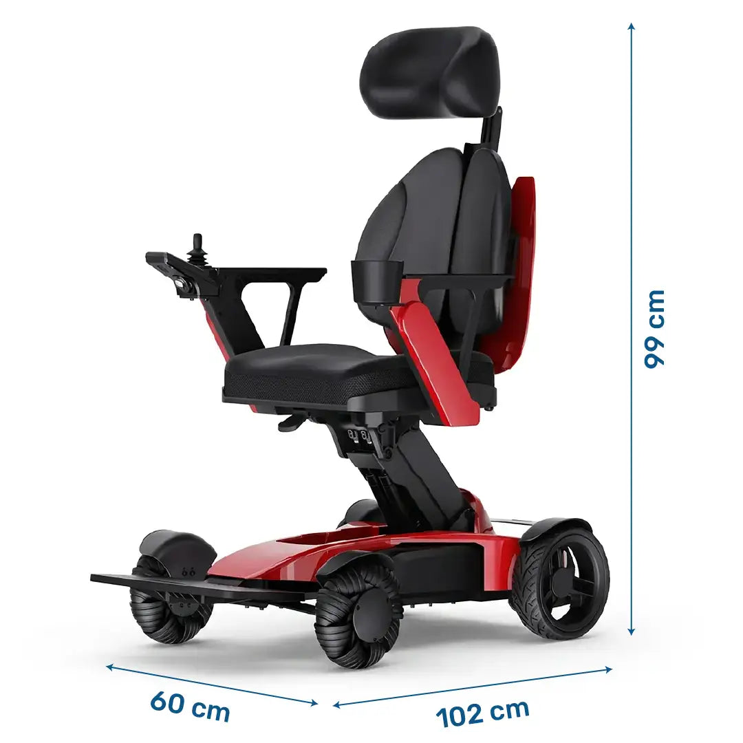 Dimensiones de la silla de ruedas eléctrica moderna con diseño plegable para una mayor comodidad de almacenamiento dortomedical