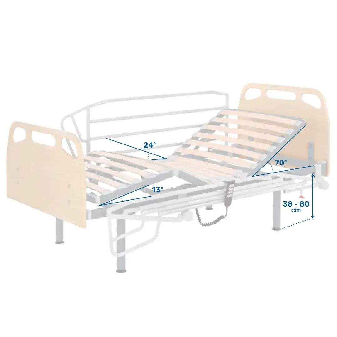 Ángulos de inclinación de la cama articulada eléctrica con patas recom dortomedical