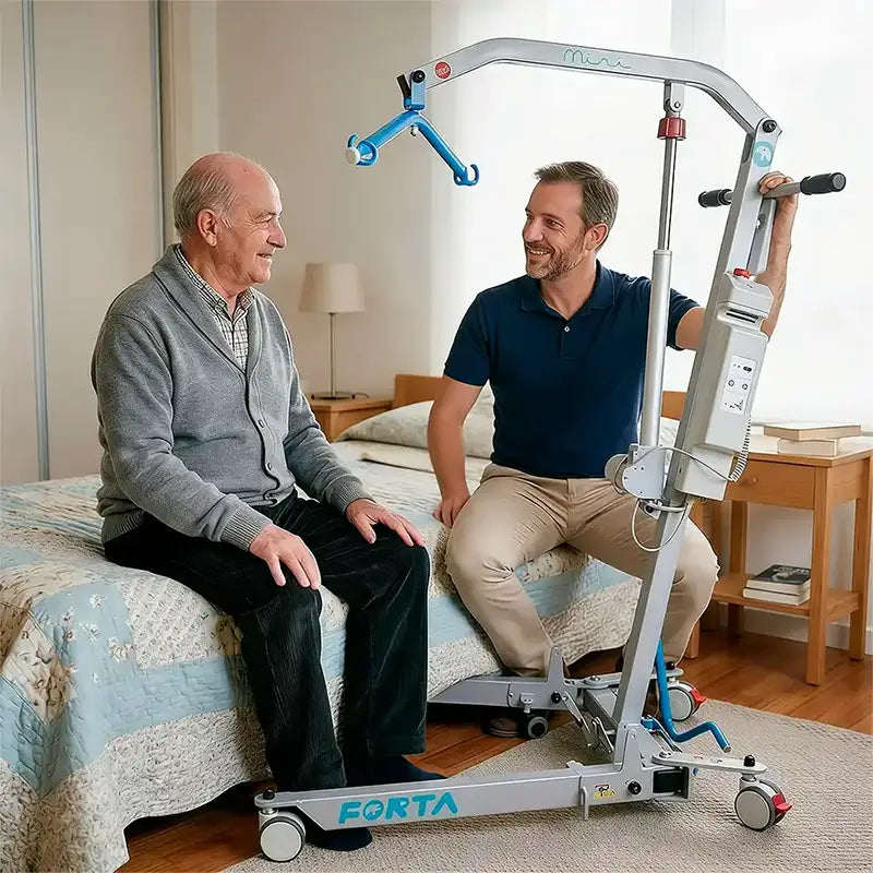 Grúa de elevación plegable mini para transferencias seguras de pacientes y personas mayores dortomedical