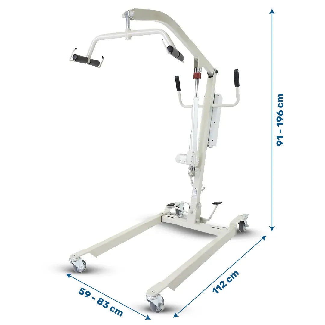 Medidas de la Grúa hospitalaria para casa con montaje rápido sin herramientas lista para funcionar dortomedical