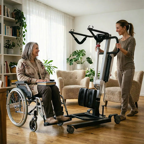 Máquina levantapersonas de bipedestación para un esfuerzo mínimo dortomedical