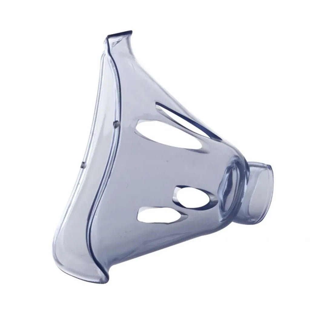 Vista lateral de la mascarilla para adultos compatibles con los nebulizadores para tratamiento respiratorio efectivo de la marca moretti dortomedical