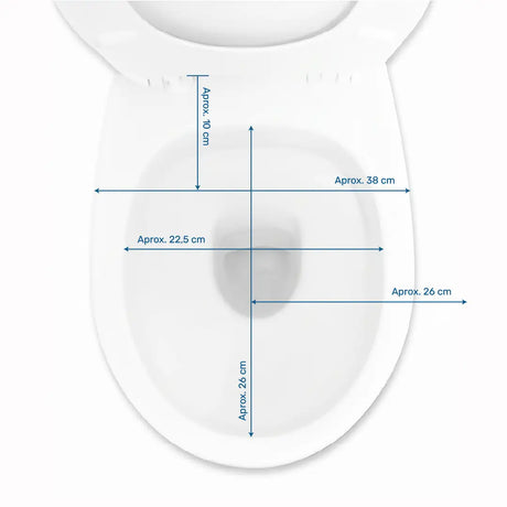 Medidas aconsejadas para la compatibilidad del elevador blanco para WC con apoyabrazos desmontables dortomedical