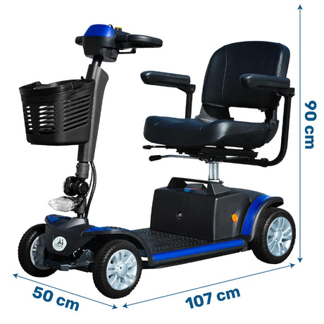 Medidas del scooter eléctrico desmontable que resiste un peso máximo de 136kg dortomedical