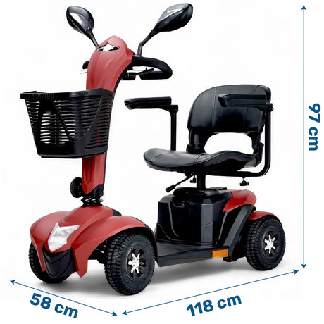 Medidas del Scooter Eléctrico MAGNUS  con Velocímetro Digital y Llave Contactless dortomedical
