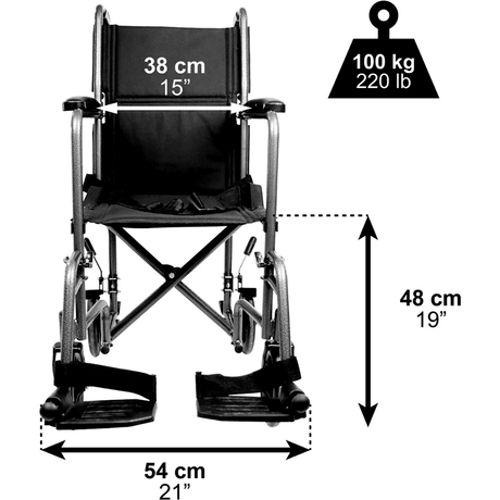 Dimensiones totales de silla de ruedas manual 100 x 54 x 98 cm dortomedical