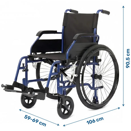 Medidas de la silla de ruedas autoporpulsable con reposabrazos abatibles, ajustables y extraíbles dortomedical