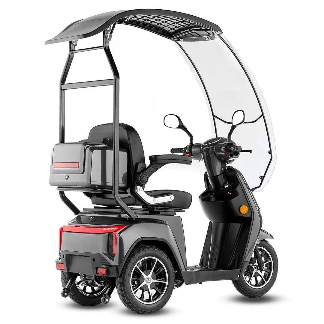 Moto eléctrica con capota y ruedas traseras antivuelco para máxima estabilidad de Dortomedical