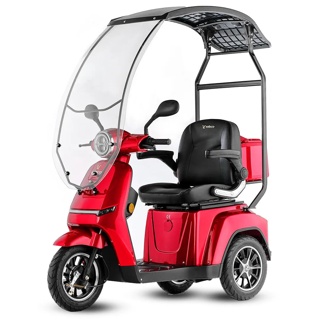 Moto eléctrica para discapacitados con baúl trasero y compartimentos de almacenaje de Dortomedical