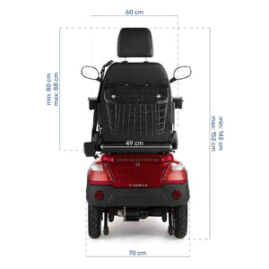 Medidas de la Moto eléctrica para mayores con cinturón de seguridad de sujeción completa desde el hombro de Dortomedical