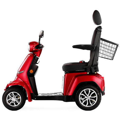 Moto de movilidad reducida con cesta trasera y espacio bajo el asiento para llevar la compra de Dortomedical
