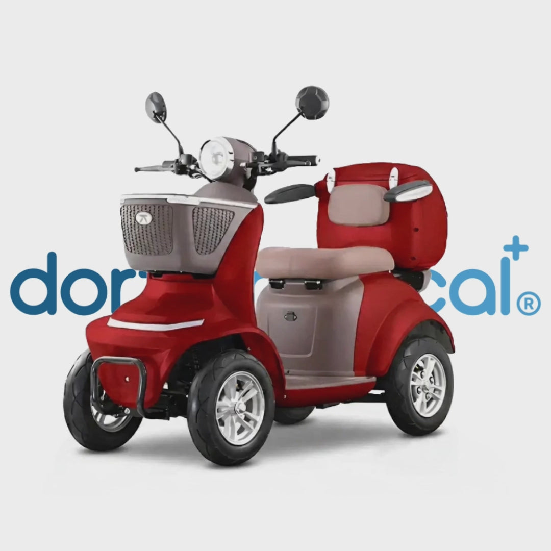 Vista 360 grados del scooter con estabilidad y seguridad óptimas dortomedical