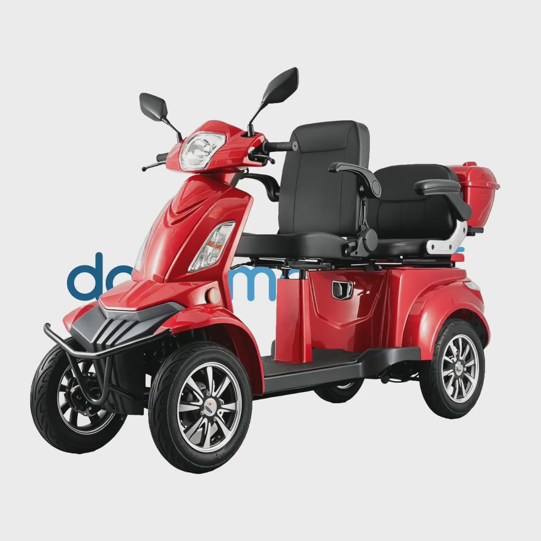 Vista 360 grados del scooter eléctrico para dos personas Faster Neo 4 que ofrece una alta autonomía dortomedical