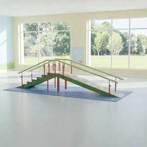 Rampa infantil con estructura de acero epoxy y pasamanos ajustables para terapia de equilibrio dortomedical