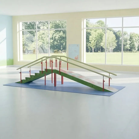 Rampa infantil con estructura de acero epoxy y pasamanos ajustables para terapia de equilibrio dortomedical