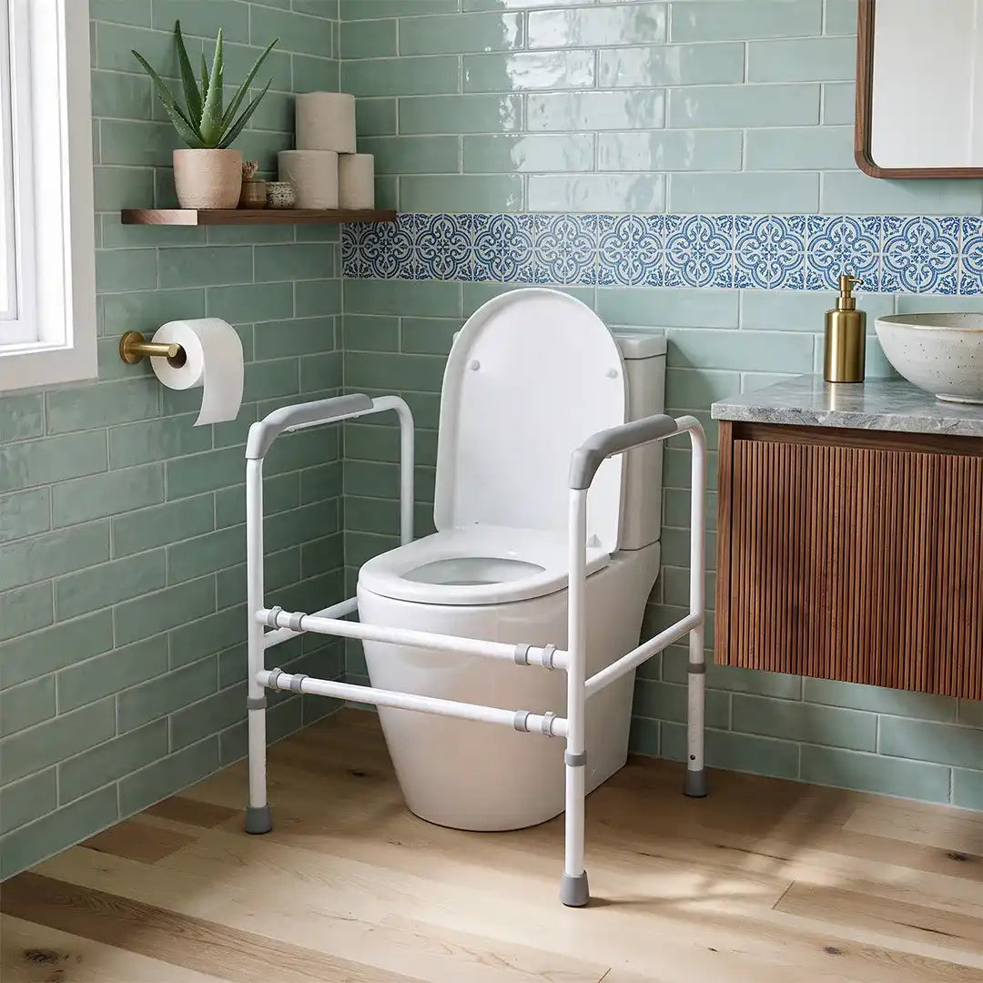 Reposabrazos para WC con patas regulables en altura para adaptar el producto según el usuario dortomedical