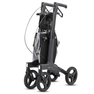 Vista plegada del Rollator con asiento disponible en dos anchuras según la talla para un descanso personalizado de Dortomedical