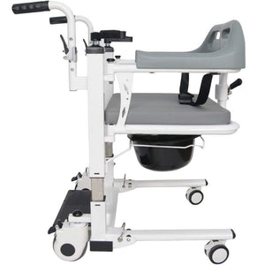 Sistema de cuatro ruedas con frenos independientes para asegurar la estabilidad total de la silla de transferencia durante su uso dorotmedical
