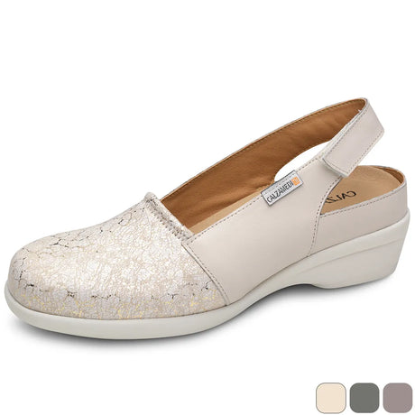 Imagen semilateral de la sandalia con punta cerrada muy cómoda sin rozaduras para pies delicados dortomedical