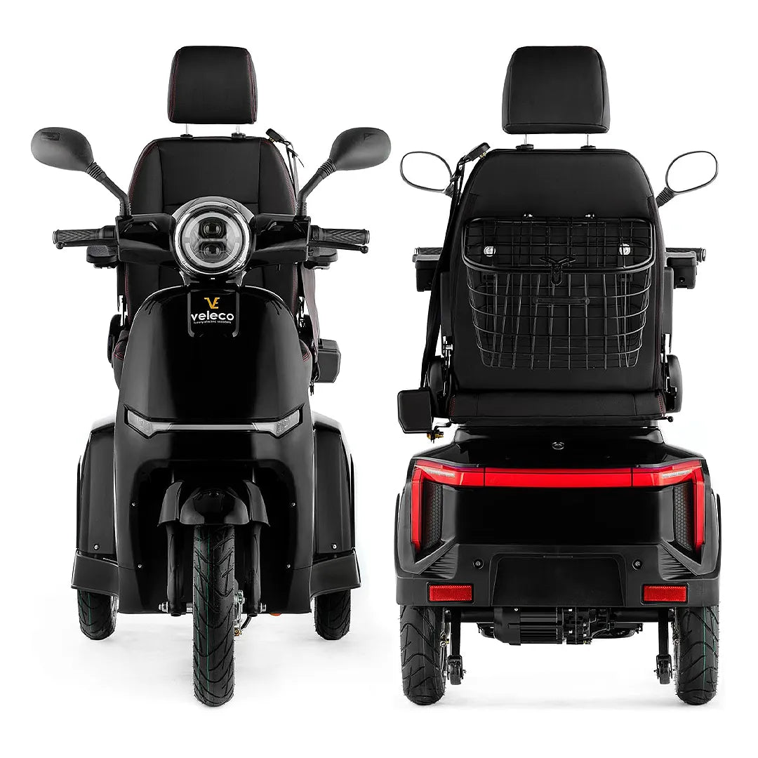 Scooter de 3 ruedas con asiento confort y respaldo alto que mejora la estabilidad postural de Dortomedical