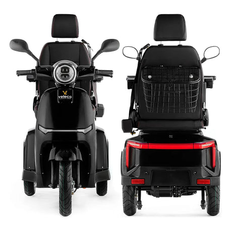 Scooter de 3 ruedas con asiento confort y respaldo alto que mejora la estabilidad postural de Dortomedical