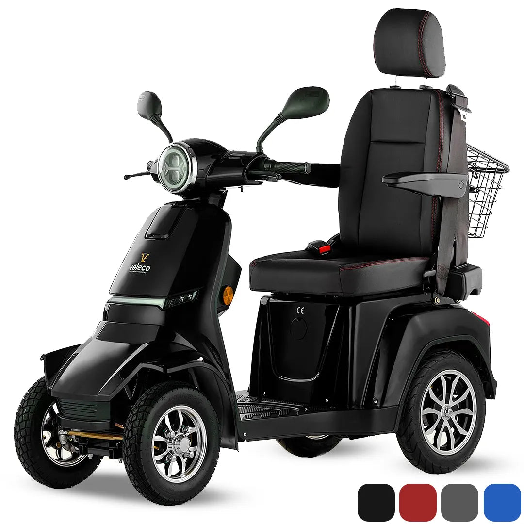 Scooter de 4 ruedas equipado con cinturón de seguridad para evitar caídas y desequilibrios de Dortomedical
