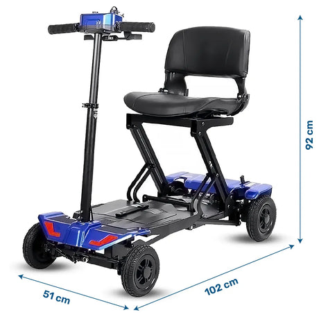 Medidas del scooter eléctrico con hasta 16 km de autonomía para total libertad de movimiento dortomedical