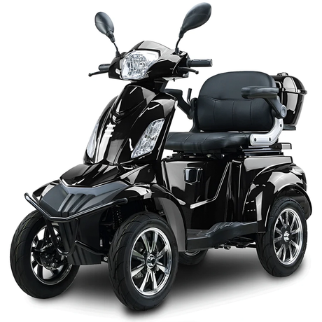 Vista en color negro del scooter eléctrico con panel con 3 marchas y marcha atrás para un control total del movimiento en cualquier entorno dortomedical