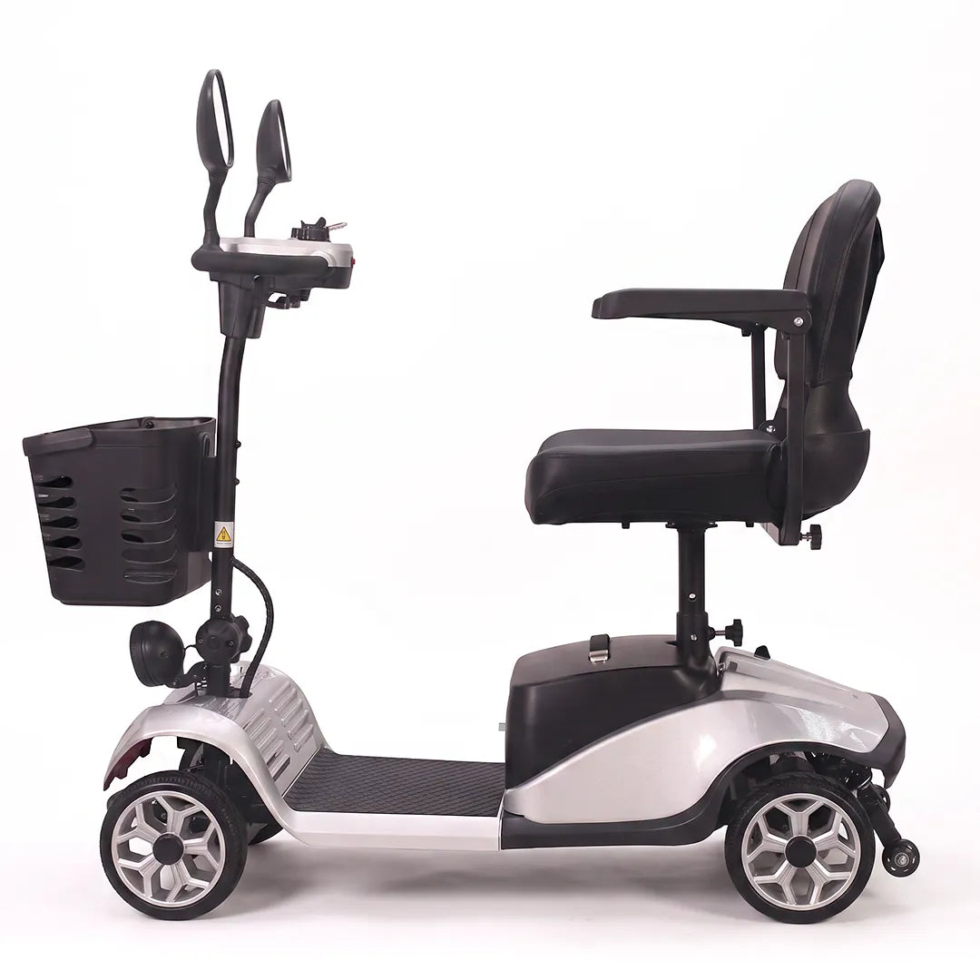 Vista lateral del scooter eléctrico con autonomía de hasta 35 km para desplazamientos diarios dortomedical