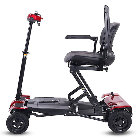 Vista lateral con brazo ajustable del Scooter eléctrico con batería extraíble de 10Ah para una carga cómoda en cualquier lugar dortomedical