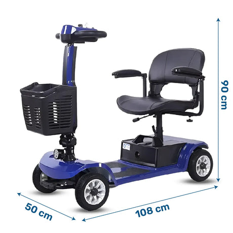 Medidas del scooter eléctrico con Cesta delantera extraíble de gran capacidad ideal para realizar la compra diaria con el scooter dortomedical