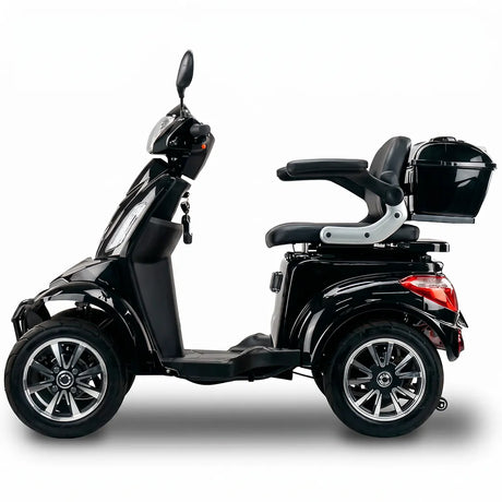Vista lateral del scooter eléctrico Faster Neo con chasis reforzado y capacidad de hasta 150 kg para mayor estabilidad dortomedical