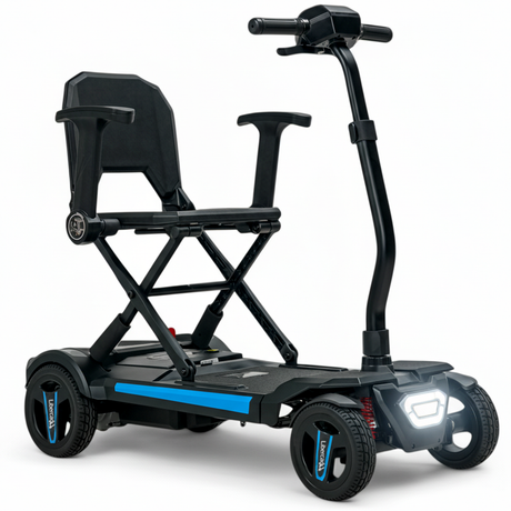 Scooter eléctrico compacto de 45cm de ancho ideal para maniobrar en ascensores estrechos y pasillos dortomedical