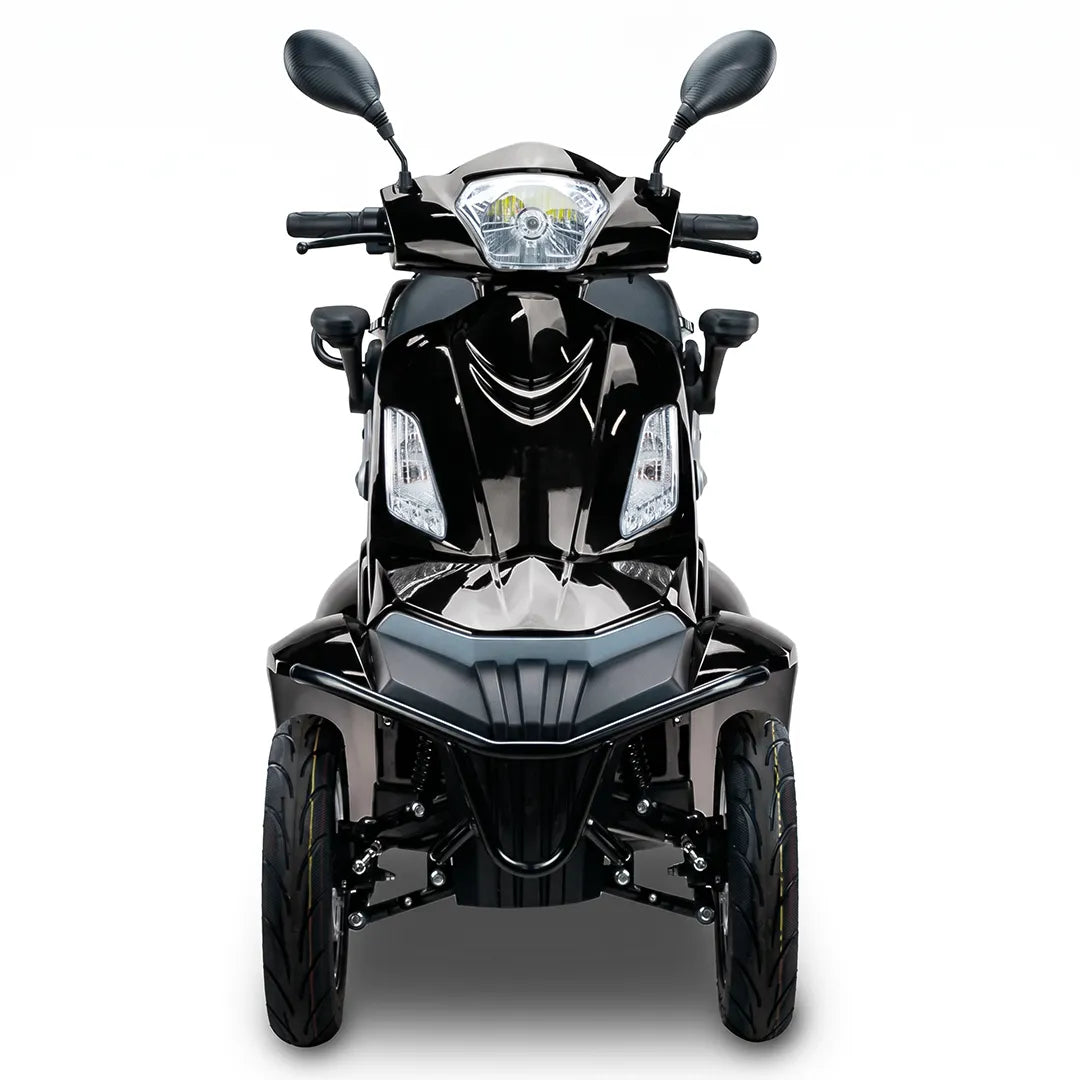 Scooter eléctrico Faster Neo con freno de disco delantero y tambor trasero para mayor control durante el traslado dortomedical